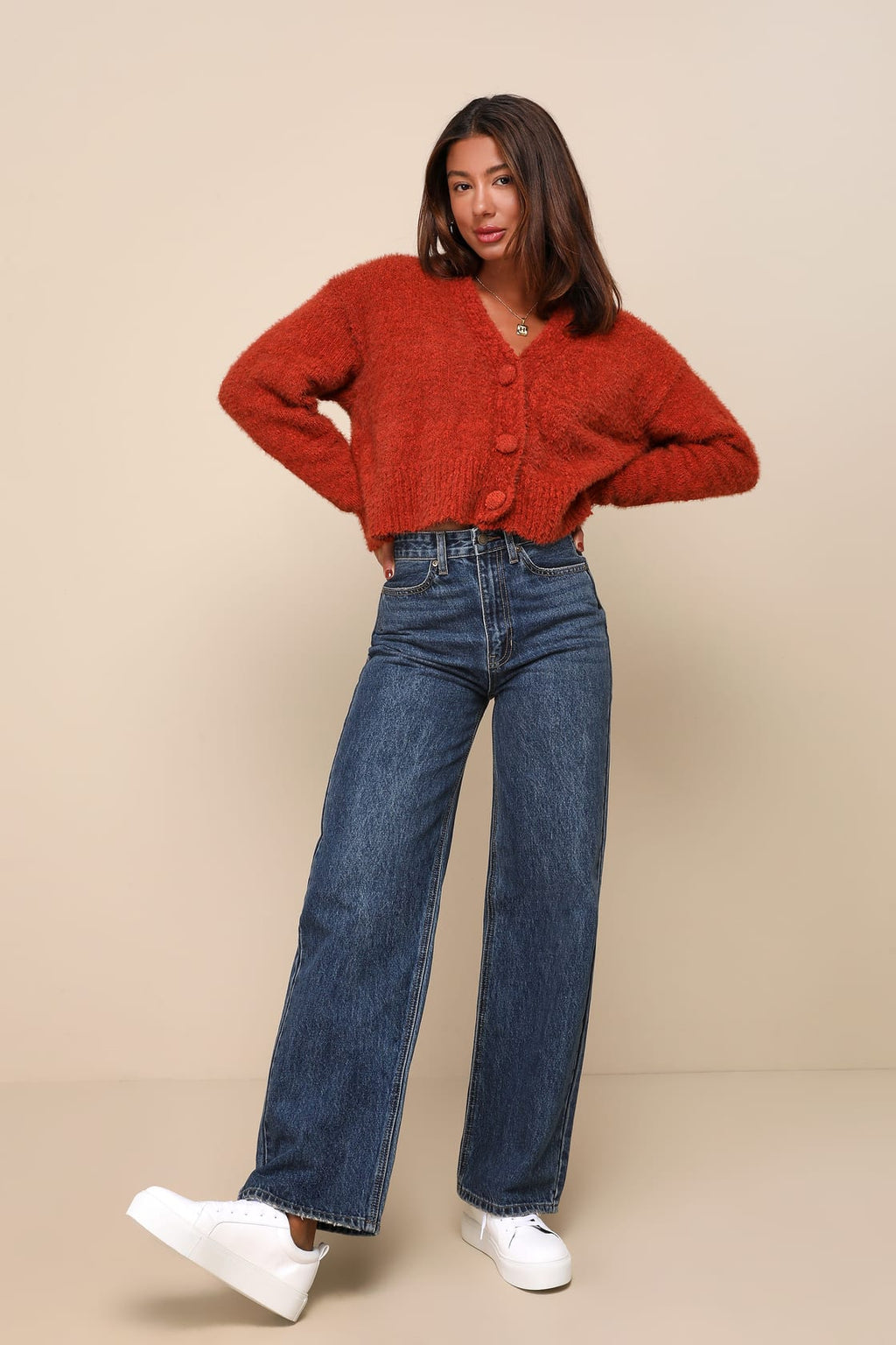 High-Waist Wide-Leg Denim Jeans
