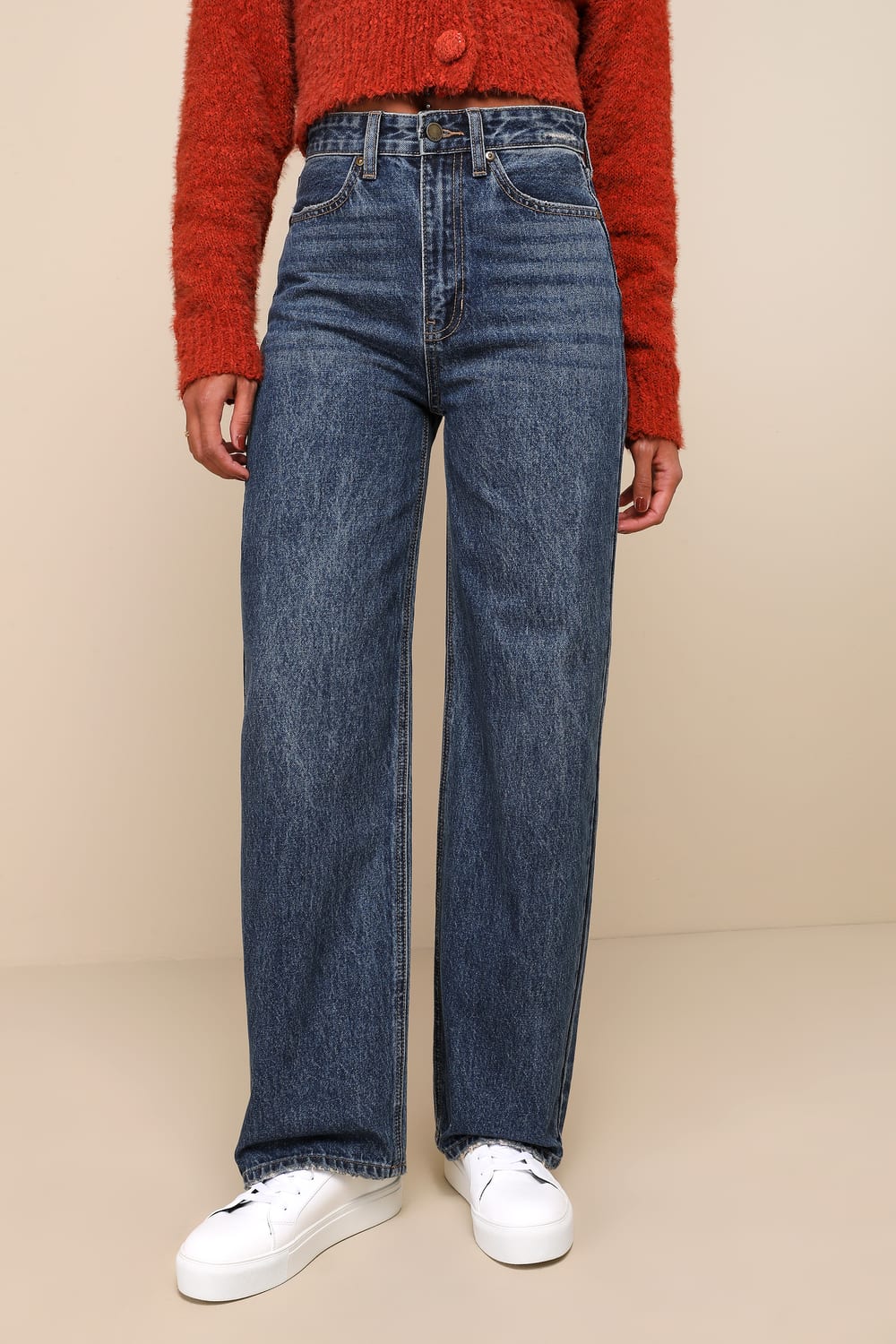 High-Waist Wide-Leg Denim Jeans