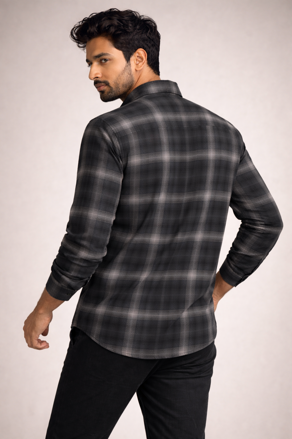 Black & Grey Checked Casual Shirt