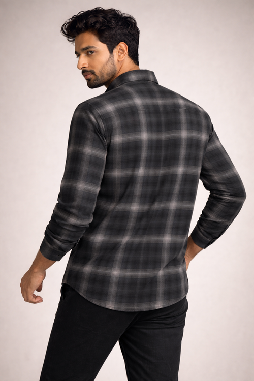 Black & Grey Checked Casual Shirt