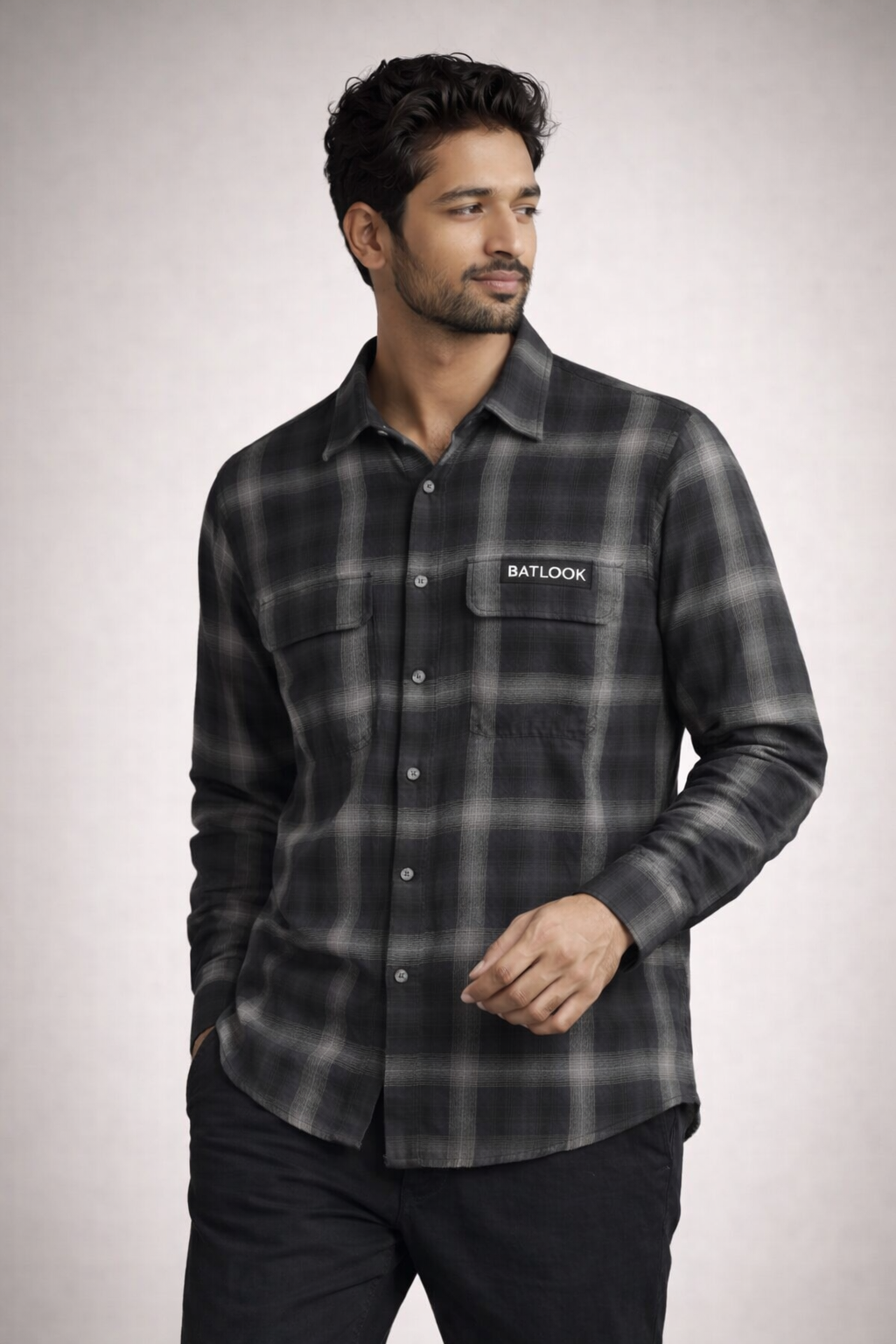 Black & Grey Checked Casual Shirt
