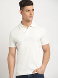Men White Solid Slim Fit Polo Neck T-Shirt